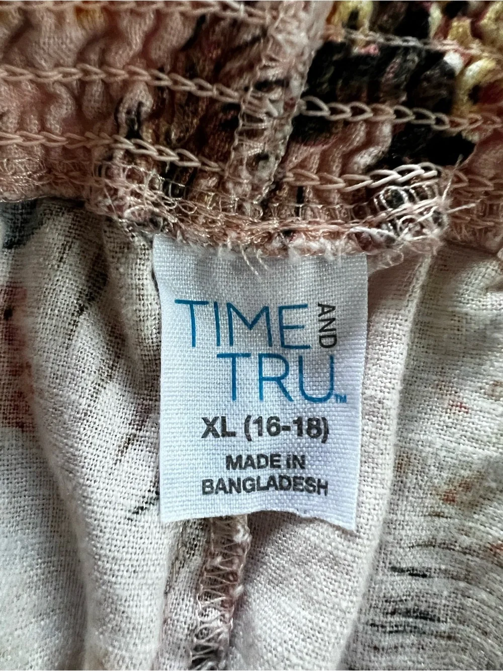 Time and Tru Pink Floral Drawstring Bermuda Shorts